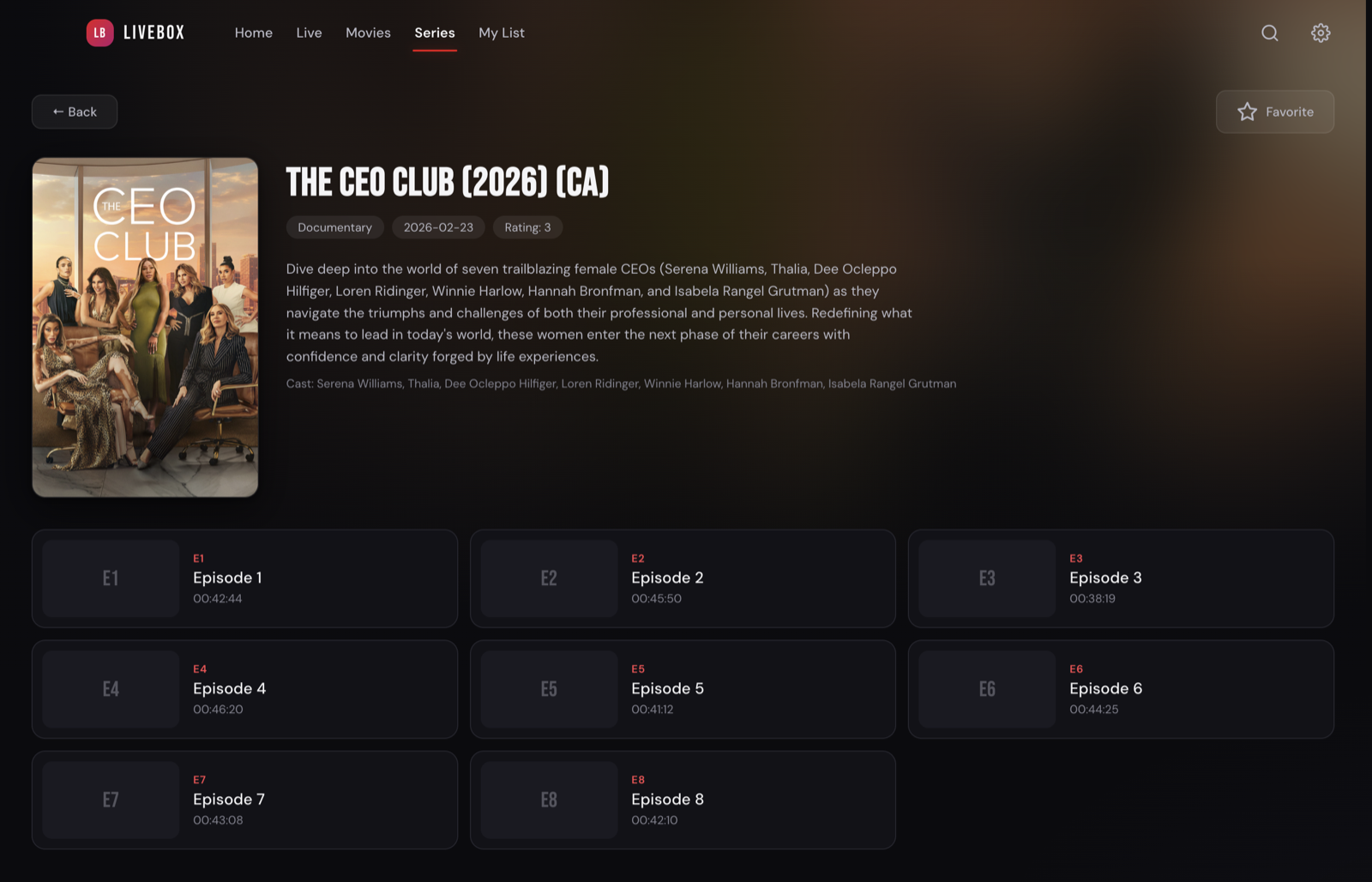 Series detail with episode list